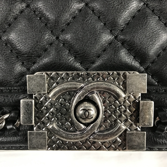 Black Quilted Calfskin Leather Paris-Salzburg Medium Boy Top Handle Bag W/RHW - Picture 9 of 16